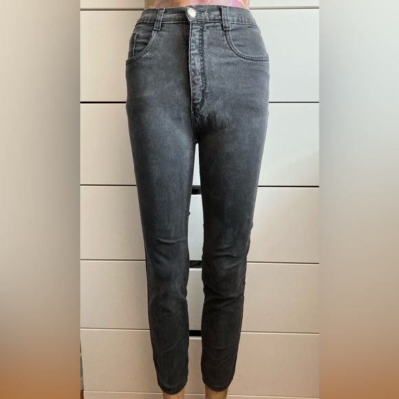 Vintage late80s-early90s Farlow high waist skinny jeans, washed black/grey - Picture 2 of 10